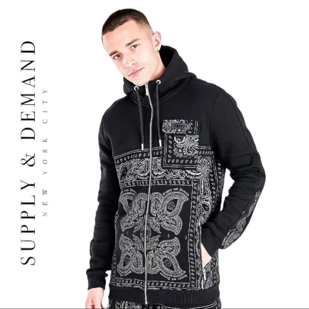 NEW Supply & Demand Dropper All-Over Print Full Zip Hoodie Sweatshirt Jacket M